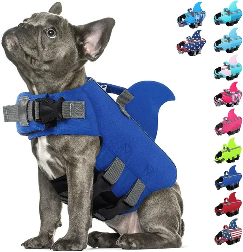 Vista 17 de Chaleco salvavidas para perros pequeños, chaleco salvavidas para Chaleco de natación para perros de alta flotabilidad con asa de rescate