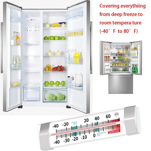 Vista 7 de NeilBee - Termómetro para refrigerador y congelador, paquete de 3 termómetros para nevera con clip de acero inoxidable, analógico impermeable
