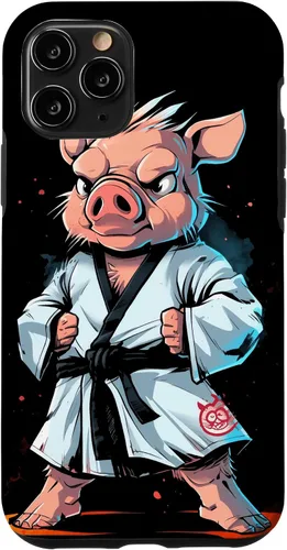 Vista 11 de iPhone 15 Karate Pig Taekwondo Martial Arts Fighter Case