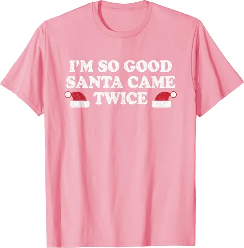 Vista 37 de Camiseta de Navidad con texto en inglés "I'm so good Santa came tware" Negro