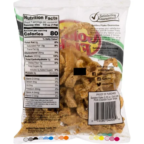 Vista 2 de Golden Flake Super Cracklin Strips, Chili Lime, 3.25 oz (Paquete de 4)