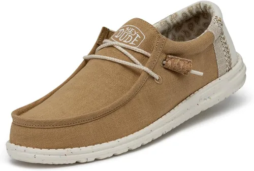 Vista 10 de Hey Dude Wally Linen - Mocasines para hombre, cómodos y ligeros, sin cordones Blanco