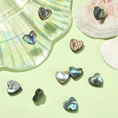 Vista 5 de LiQunSweet 10 cuentas de corazón dulce de concha de abulón natural para hacer aretes, pulseras, collares, joyas