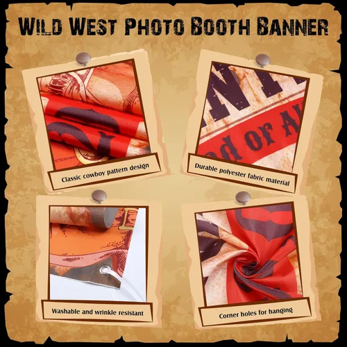 Vista 3 de Funrous Wanted Poster Photo Prop Western Photo Booth Prop - Marco grande para selfies, cartel de tela, cartel de fondo para decoración de fiesta