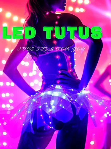 Vista 2 de REETAN Falda tutú LED iluminada, faldas en capas para Navidad, disfraz de tutú para mujeres y niñas