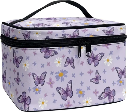Vista 16 de Flashideas Bolsa de maquillaje para cosméticos Almacenamiento vertical Bolsa de maquillaje de viaje de gran capacidad, Caballo Azteca 1