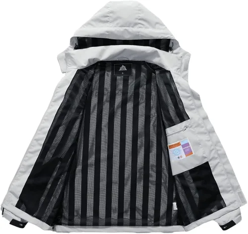Vista 5 de MOERDENG Chaqueta impermeable para hombre, ligera, con capucha, para primavera, otoño, senderismo, viajes al aire libre