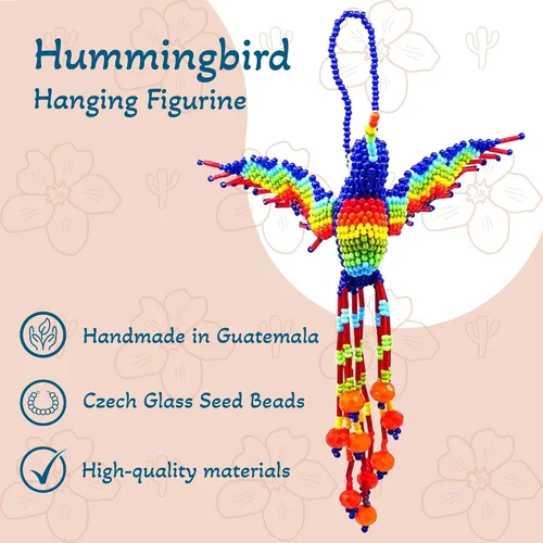 Vista 2 de Mia Jewel Shop - Figurina colgante decorativa de colibrí Figuras de pájaros para decoración del hogar Adorno de vidrio checo con cuentas