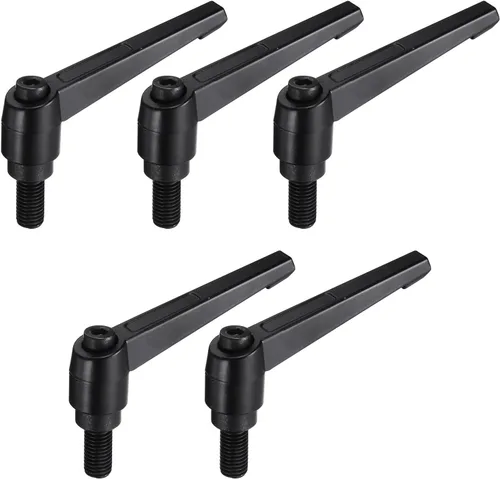 Vista 21 de uxcell 5 piezas de manija de palanca de sujeción ajustable M5 x 1.969 in de óxido negro métrico de acero al carbono macho roscado perillas de mano