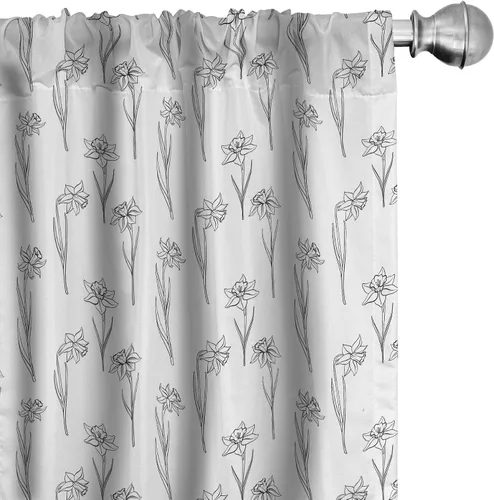 Vista 22 de Ambesonne Paquete de 2 cortinas para ventana con estampado de hojas, arte botánico con hojas, mosaico, detalles cuadrados cúbicos, naturaleza