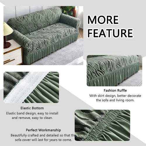 Vista 2 de MBROS Funda de sofá con falda, funda de sofá de alta elasticidad, protector de muebles para sala de estar, tela elástica de elastano, funda de sofá