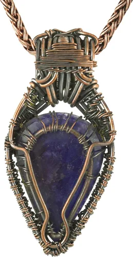 Vista 10 de Impresionante collar con colgante de árbol de la vida de cobre con piedras preciosas hechas a mano y cadena de 20 pulgadas, perfecto