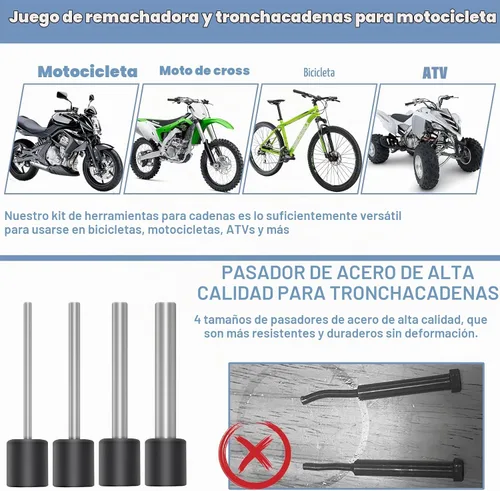 Vista 4 de Kit de herramientas para romper cadenas de motocicleta, juego de herramientas de remache de cadena de 18 piezas