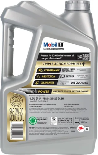 Vista 3 de Mobil 1 - Aceite sintético Extended Performance 0W-20 para motor, 5 cuartos de galón