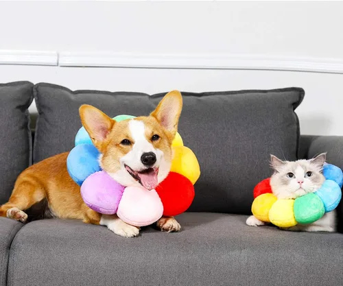 Vista 6 de Collar de recuperación ajustable para mascotas, protector de recuperación de heridas de cono para mascotas, borde suave, para mascotas, gatitos
