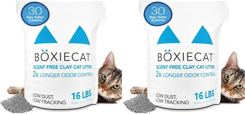 Vista 9 de Boxie® - Arena aglutinante de arcilla extra fuerte con control de olores de 35 días para gatos y gatitos, 16 libras, 99.9% libre de polvo, fórmula