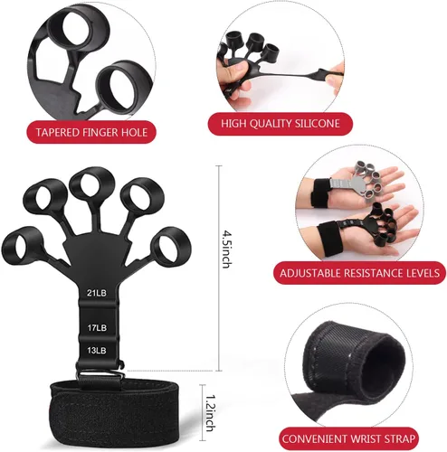 Vista 4 de 13 PCS Grip Strength Trainer Kit,Forearm and Hand Gripper Strengthener Azul