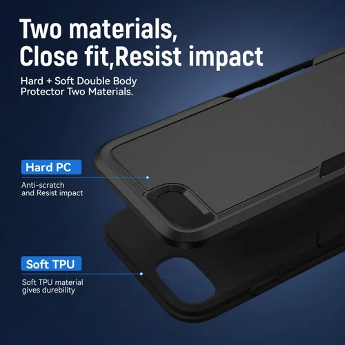 Vista 5 de Funda para iPhone SE 2022 (3ª)/2020 (2ª)/iPhone 7/8, con protector de pantalla, [prueba de caídas de grado militar], resistente, resistente, a Negro