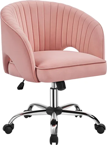 Vista 14 de Yaheetech Silla de Oficina para Casa, Silla de Escritorio de Cuero Sintético, Silla Giratoria Moderna con Respaldo Acolchado Tipo Barril, Ruedas