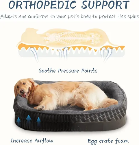 Vista 2 de Cama ortopédica para perros para cachorros, razas de perros extra pequeños, cama ovalada para gatos, sofá cama para perros de espuma de celda