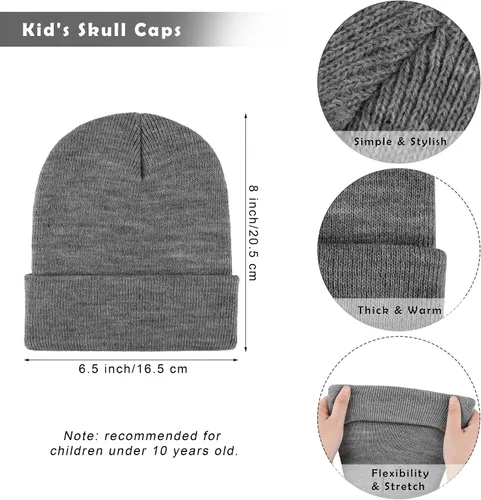 Vista 2 de Cooraby Paquete de 6 gorros de invierno para niños, gorros de invierno con dedos completos, guantes elásticos para niños y niñas