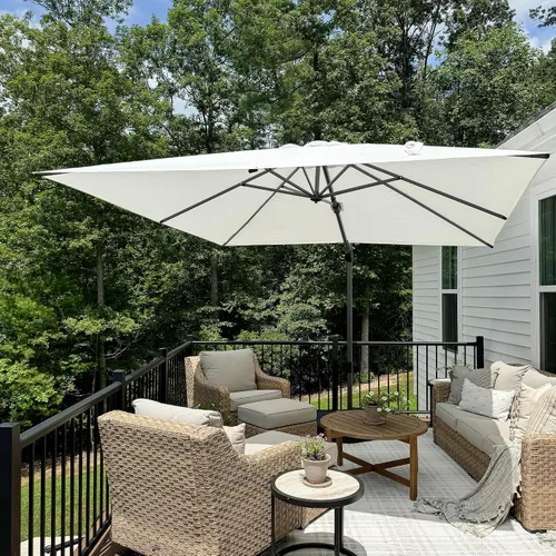 Vista 89 de PURPLE LEAF Sombrilla de patio de 8 pies para exteriores, sombrilla voladiza cuadrada de aluminio con rotación de 360 grados para jardín, terraza