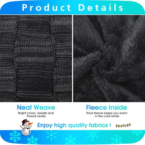 Vista 3 de 4 Pack Winter Hats for Men Beanie and Gloves SetWinter Slouchy Beanie Hat Warm Gloves Lined Knit Thick