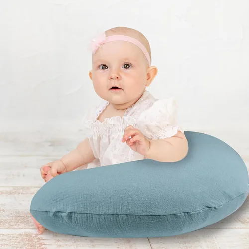 Vista 7 de Hooyax Juego de 2 fundas de almohada de muselina de lactancia, suaves y transpirables, fundas de lactancia para almohadas de lactancia, adorable Azul