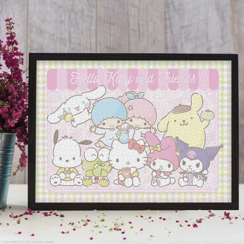 Vista 2 de Rompecabezas de 1000 piezas de Hello Kitty and Friends My Favorite Flavor Rompecabezas coleccionable con Hello Kitty, Cinnamoroll, Keroppi