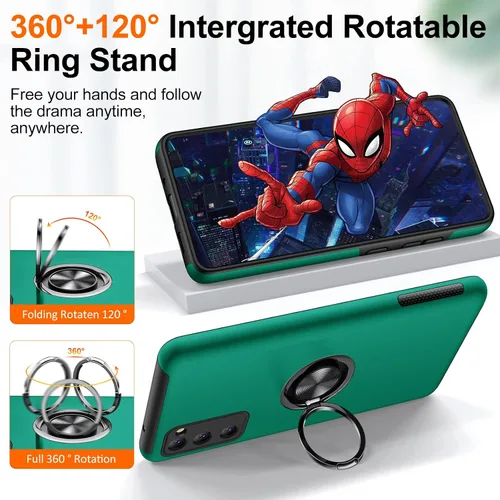 Vista 4 de JAME Funda para Samsung Galaxy S20 FE, Samsung S20 FE 5G con soporte giratorio, TPU suave resistente a los golpes y funda delgada para Galaxy S20 FE
