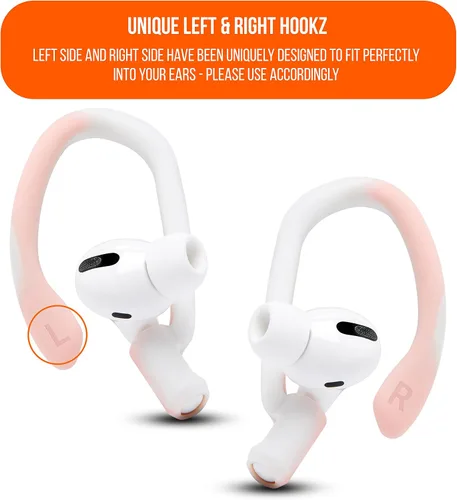 Vista 4 de WC HookZ + WC TipZ - Combo de ganchos para las orejas y puntas de espuma viscoelástica para Airpods Pro de Wicked Cojines, color rosa