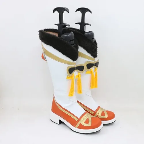 Vista 3 de COSGOGO Juego de anime Genshin Impact Yaoyao - Zapatos de cosplay para Halloween, carnaval, fiesta, disfraz de anime, para cosplay, juego de roles