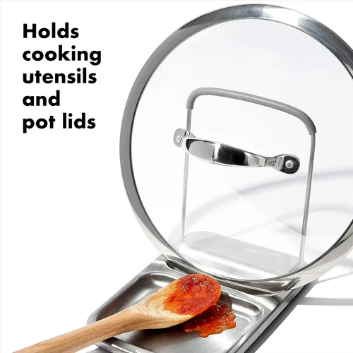 Vista 3 de OXO Good Grips - Soporte para cucharas de acero inoxidable con soporte para tapa