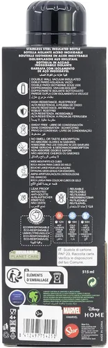 Vista 4 de Marvel - Botella de agua reutilizable con doble aislamiento de acero inoxidable de 17.4 fl oz