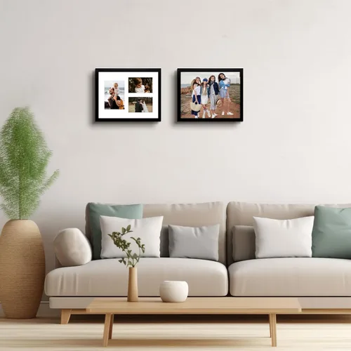 Vista 7 de Golden State Art, Marco de fotos de madera negra de 11x14 - Paspartú blanco para fotos de 5x7 y 4x6 - Cristal real, colgador de dientes de sierra