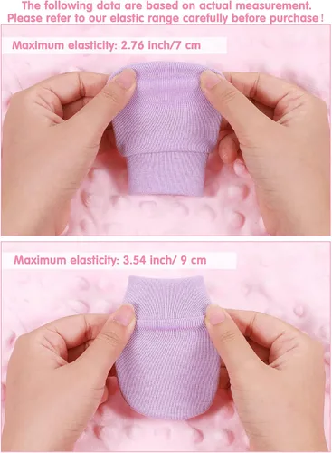 Vista 5 de Geyoga Juego de 12 guantes para recién nacido, gorro de algodón para bebés de 0 a 12 meses