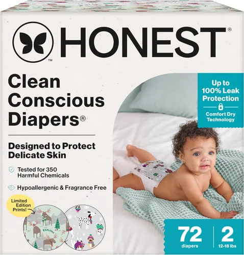 Vista 38 de The Honest Company Clean Conscious - Pañales para pieles delicadas, hasta un 100% a prueba de fugas, hipoalergénicos, sin fragancia, género neutro