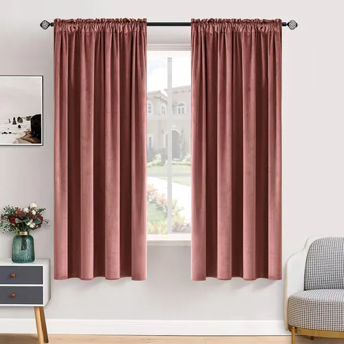 Vista 49 de MIULEE - Juego de 2 paneles de cortinas negro opacas y térmicas de terciopelo para la sala de estar y dormitorio, con bolsillo para cortinero, de 63