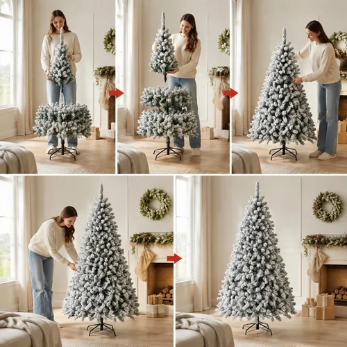 Vista 5 de Árbol de Navidad artificial preiluminado de 7.5 pies con 450 luces LED