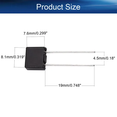 Vista 2 de Bettomshin DIP Montado Miniatura Cuadrado Lento Golpe Micro Fusible Instrumento Eléctrico Fusible 6.3A 250V Negro 10 Unids