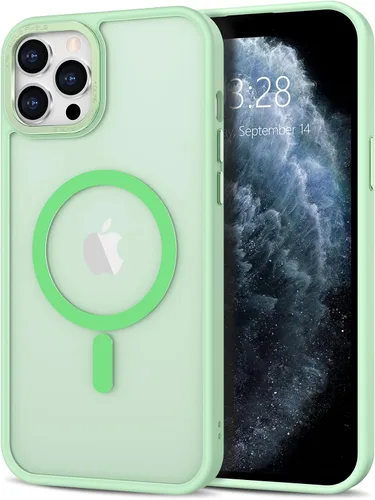 Vista 330 de Anuck - Funda magnética para iPhone 11 compatible con MagSafe, carcasa trasera mate translúcida dura, borde de TPU, delgada, resistente a impactos