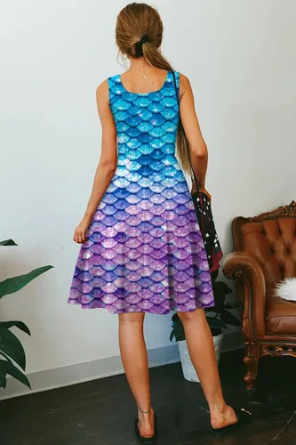 Vista 53 de uideazone - Vestido de mujer sin mangas cuello redondo de verano, para playa, casual, Midi línea A.