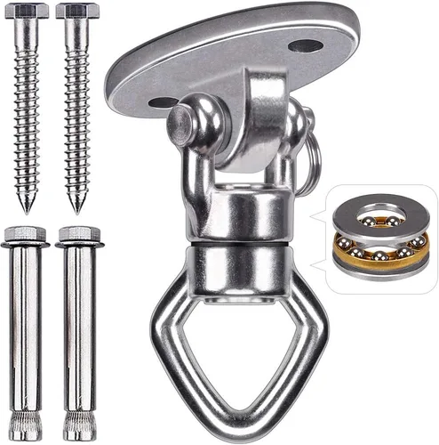 Vista 14 de BeneLabel Colgador de columpio de montaje en techo con rodamiento de capacidad de 900 libras, colgador de bolsa pesada, acero inoxidable, soporte