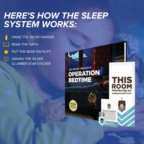 Vista 4 de ZZZ Bears Airman Sleeptight Air Force - Oso de peluche con libro de cuentos y sistema de sueño, regalo reconfortante para niños de la Fuerza Aérea