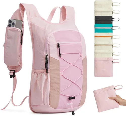 Vista 17 de G4Free Mochila de senderismo ligera y plegable de 20L para mujeres y Beige