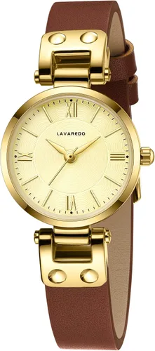 Vista 9 de NN BEN NEVIS Relojes para mujer elegante clásico pequeño reloj de cuero dorado Easy Reader Relojes de pulsera para mujer