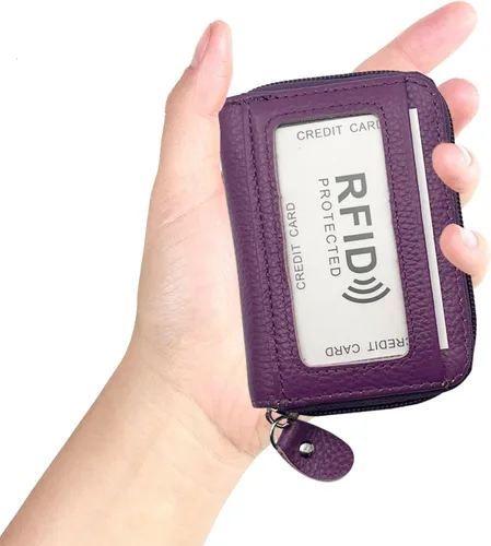 Vista 16 de Tarjetero RFID de bolsillo con ventana para ID, piel genuina, S, Negro