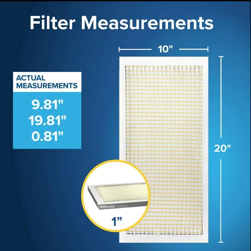 Vista 2 de Filtrete Filtro de aire de 10 x 20 x 1 pulgadas, MPR 300, MERV 5, plisado, 3 meses, 6 filtros para limpiar el aire del hogar, básico, para polvo, 1