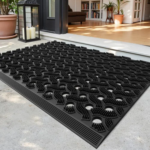 Vista 13 de DEXI - Tapete para puerta de entrada exterior, 36 x 48 pulgadas Nubs de cono negro
