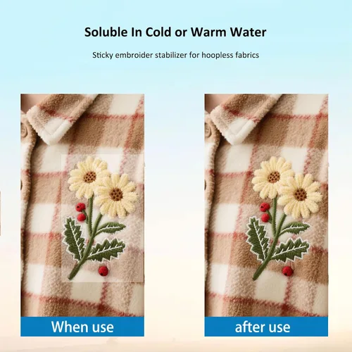Vista 4 de Hoxemator Estabilizador soluble en agua para bordado, 24 unidades de 8.5 x 11 pulgadas imprimibles para pegar y coser papel de bordado lavado